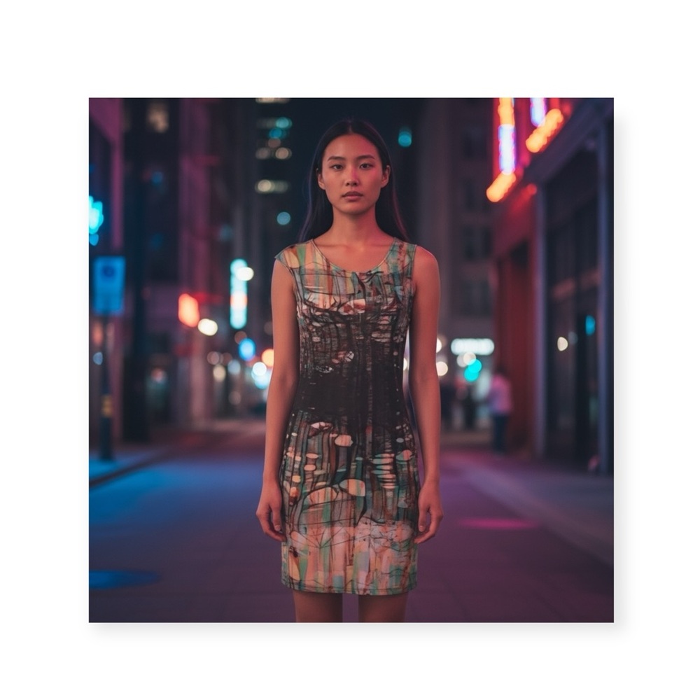 new Ostwald Helgason ➤ Haute Couture Edgy Silk Rip Print Asymmetrical Dress ➤ XS
